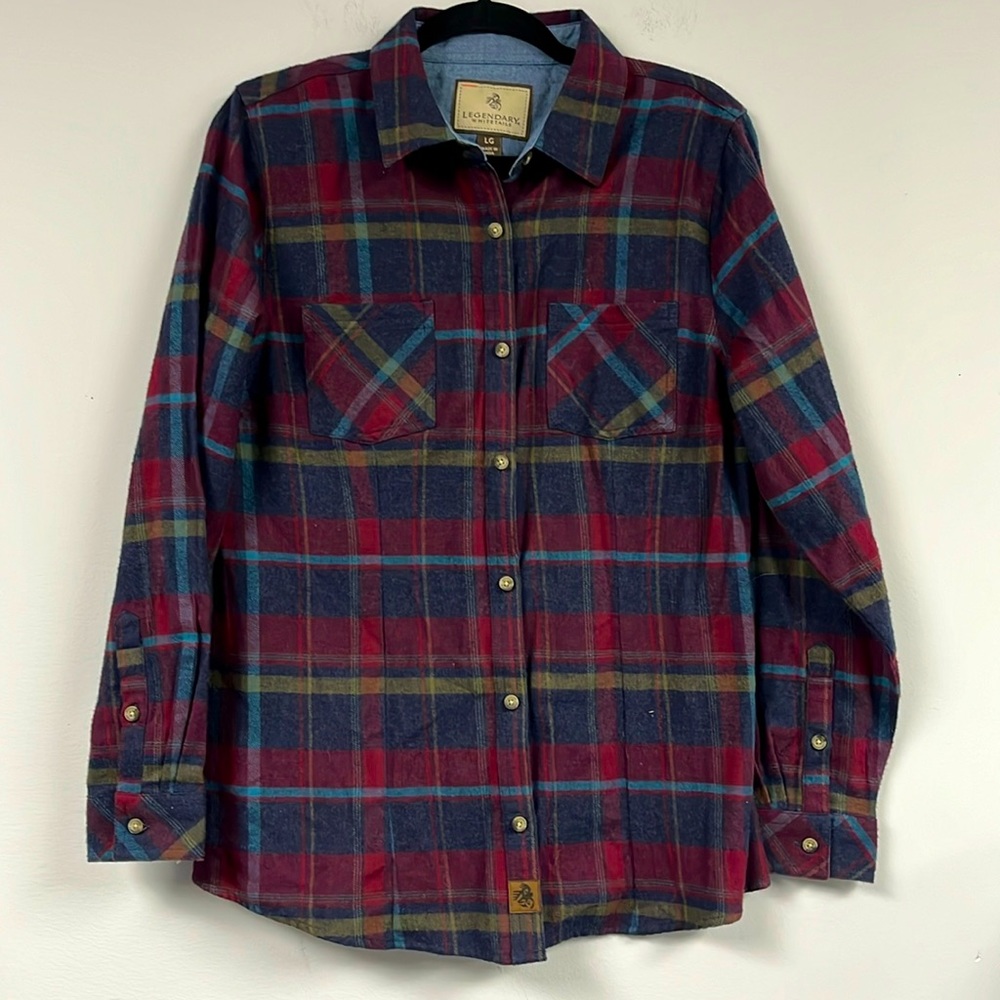Legendary Whitetails Blue and Red Plaid Flannel Shirt